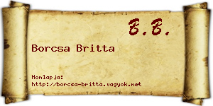 Borcsa Britta névjegykártya